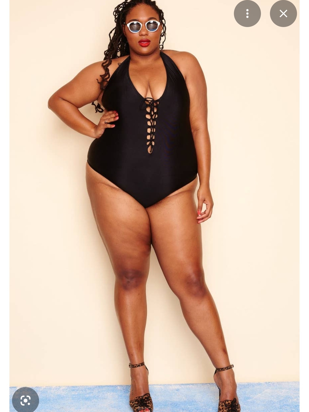 Swimsuits For All Secret Agent Black Lace-Up Plunge One-Piece - Picture 3 of 8